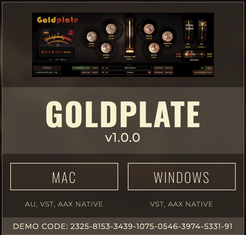 GOLDPLATE DYNAMIC PLATE REVERB by The House of Kush Download