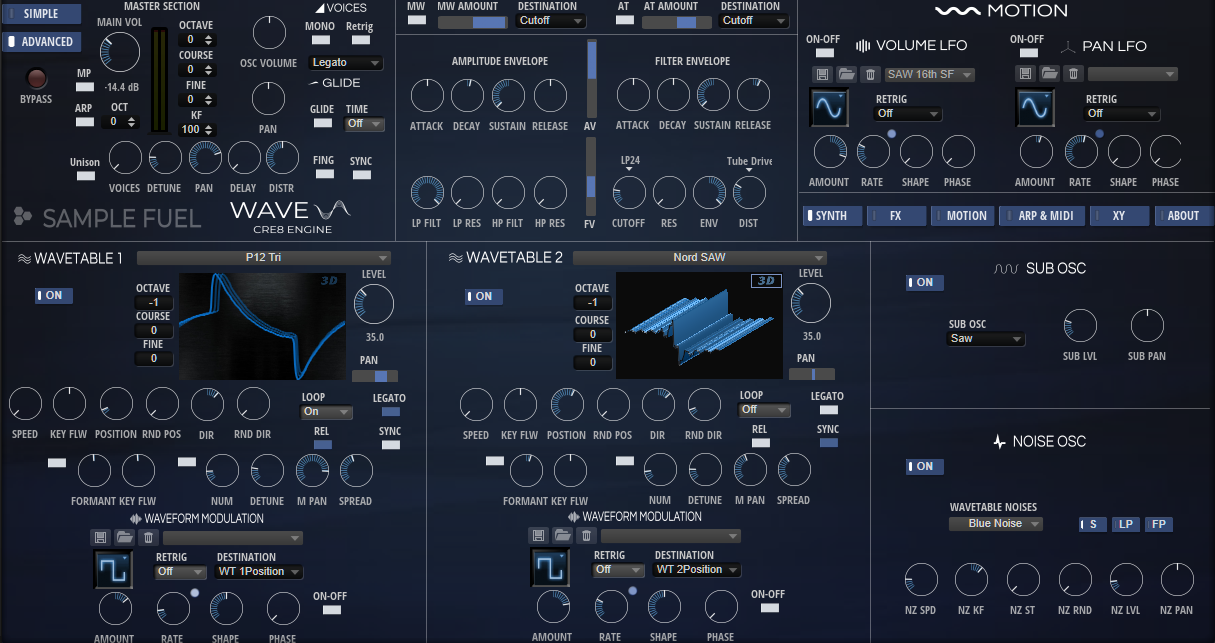 WAVE Advanced Synth Page