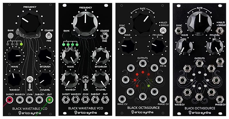 Black Octasource and Black Wavetable VCO (Erica Synths Black series : VCV Rack)