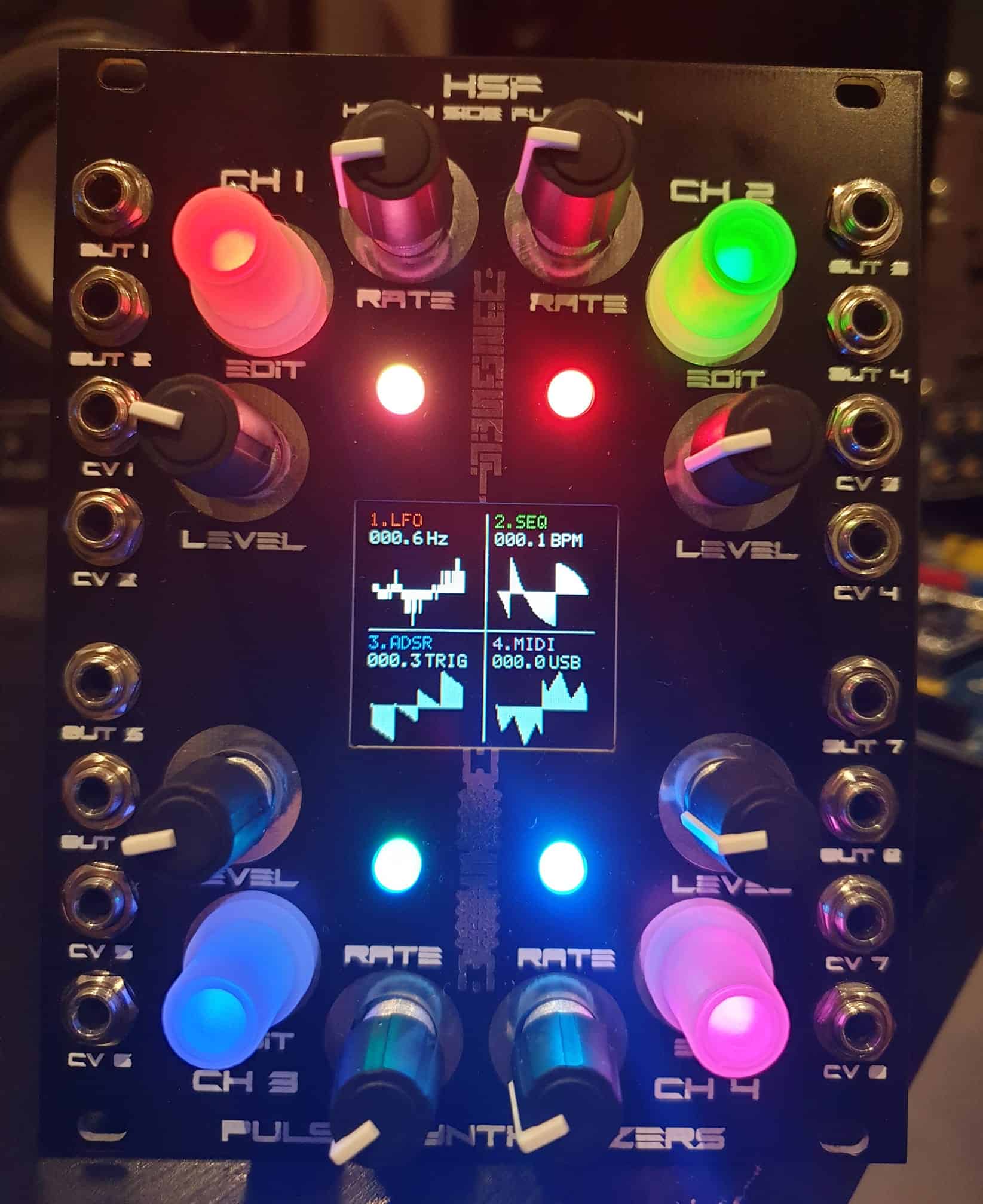 Heavy Side Function by Pulse Synthesizers a VC 8 channel LFO, ADSR, sequencer with USB MIDI