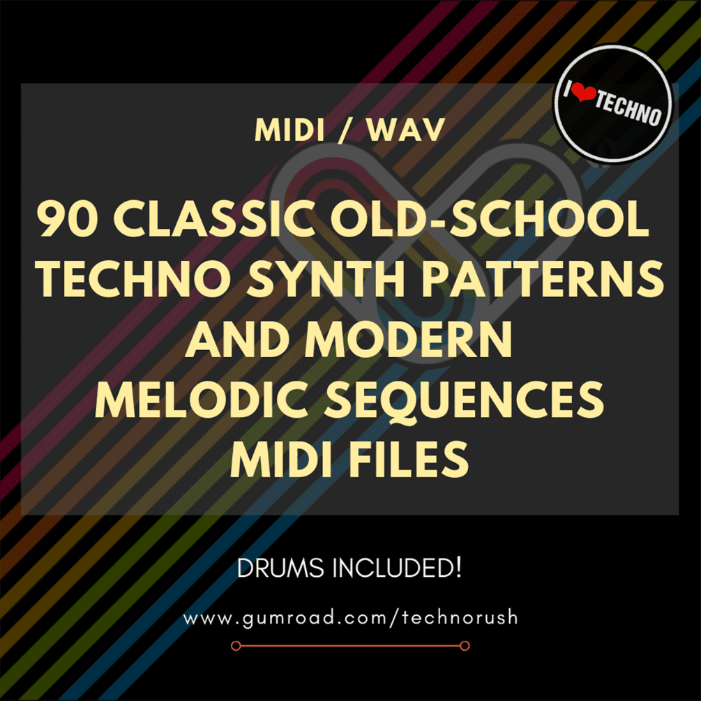 90 Classic Old School Techno Synth Patterns and Modern Melodic Sequences Midi Files