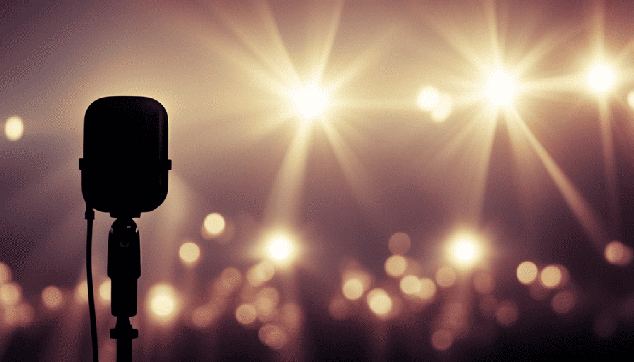 An image featuring a silhouetted figure with a deep, resonant voice, confidently singing into a vintage microphone