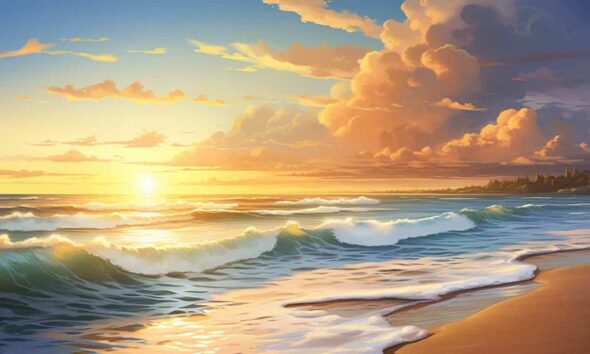 thorstenmeyer Create an image featuring a serene beach landscap 955dd00a 4ca2 4271 8259 f91dd9b071e6 IP394963 2
