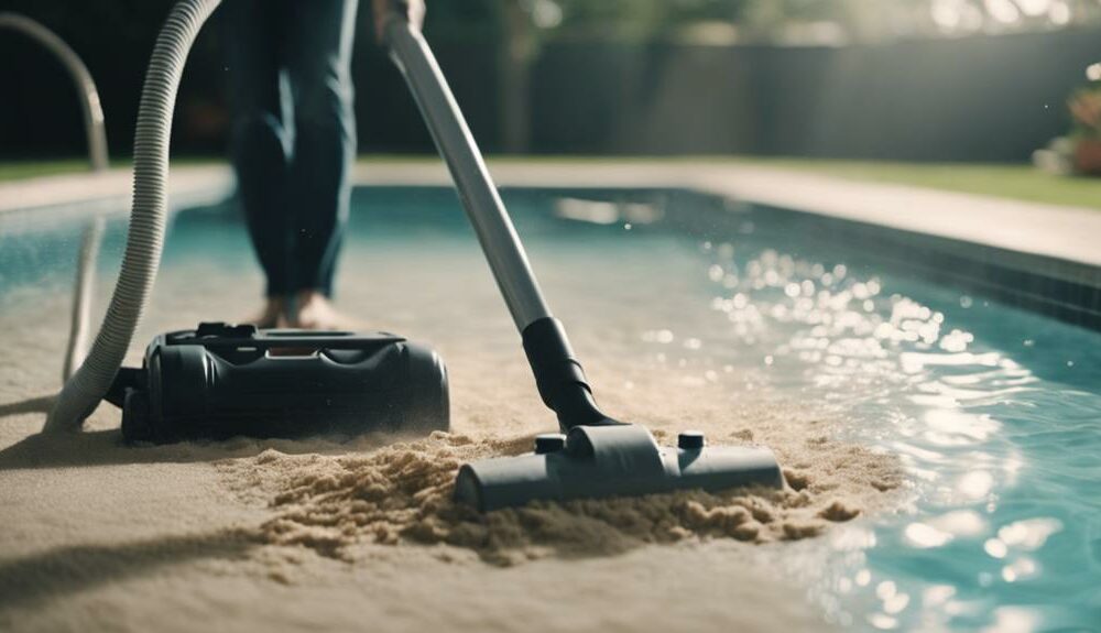 pool vacuuming with sand