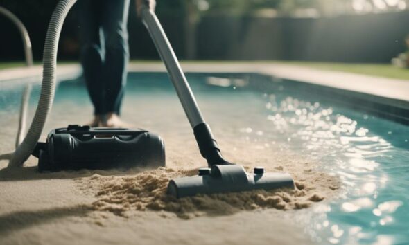 pool vacuuming with sand