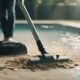 pool vacuuming with sand
