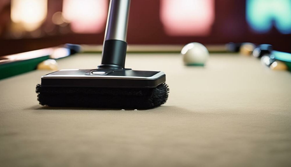 vacuuming pool table surfaces