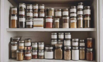 organized kitchen with shelving