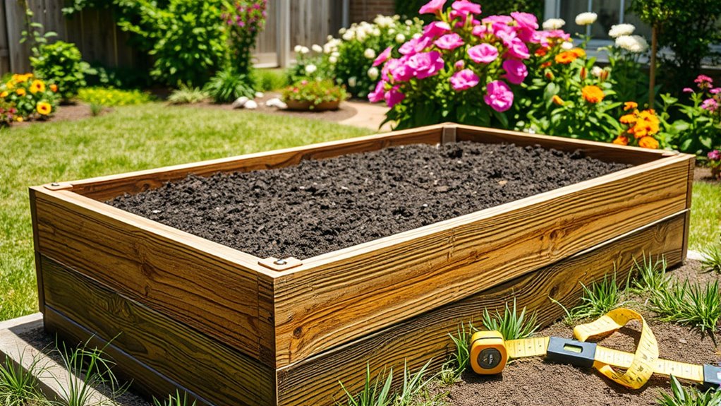 construct wooden elevated planting beds