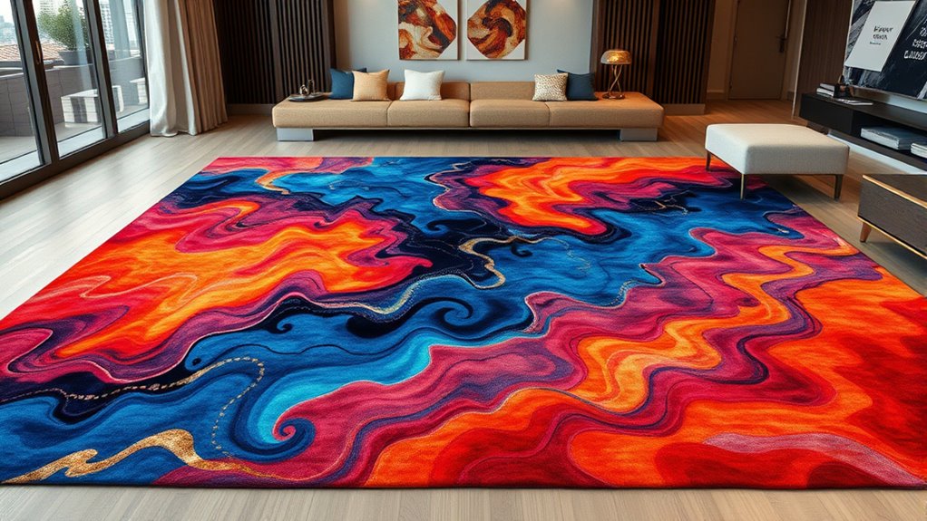 elegant abstract silk rugs