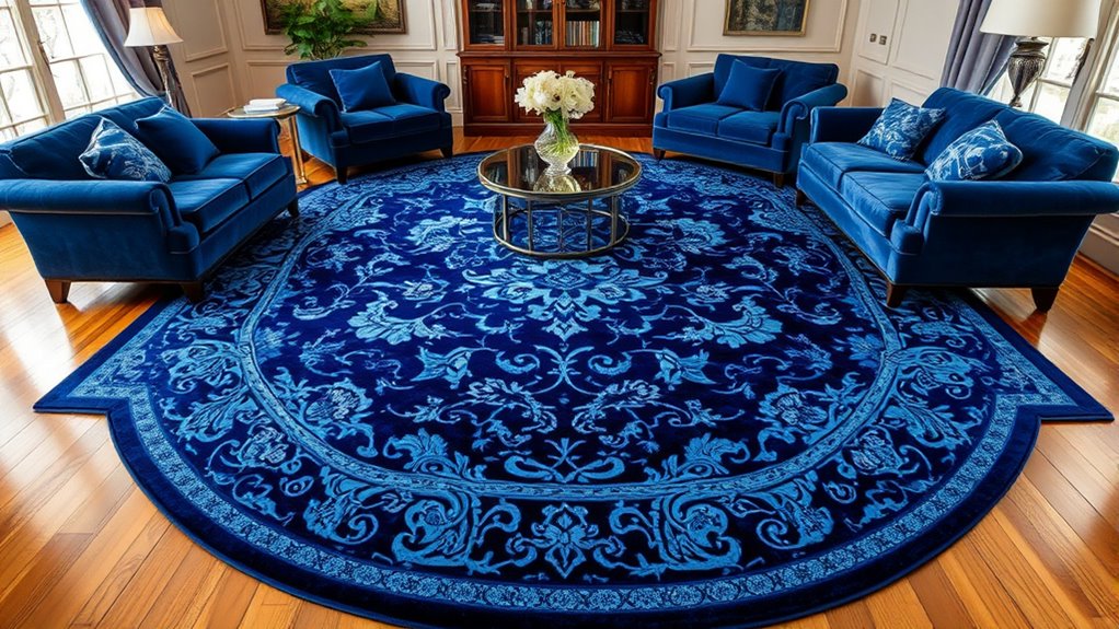 elegant blue silk rugs