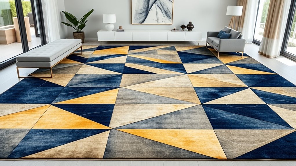 elegant geometric silk rugs