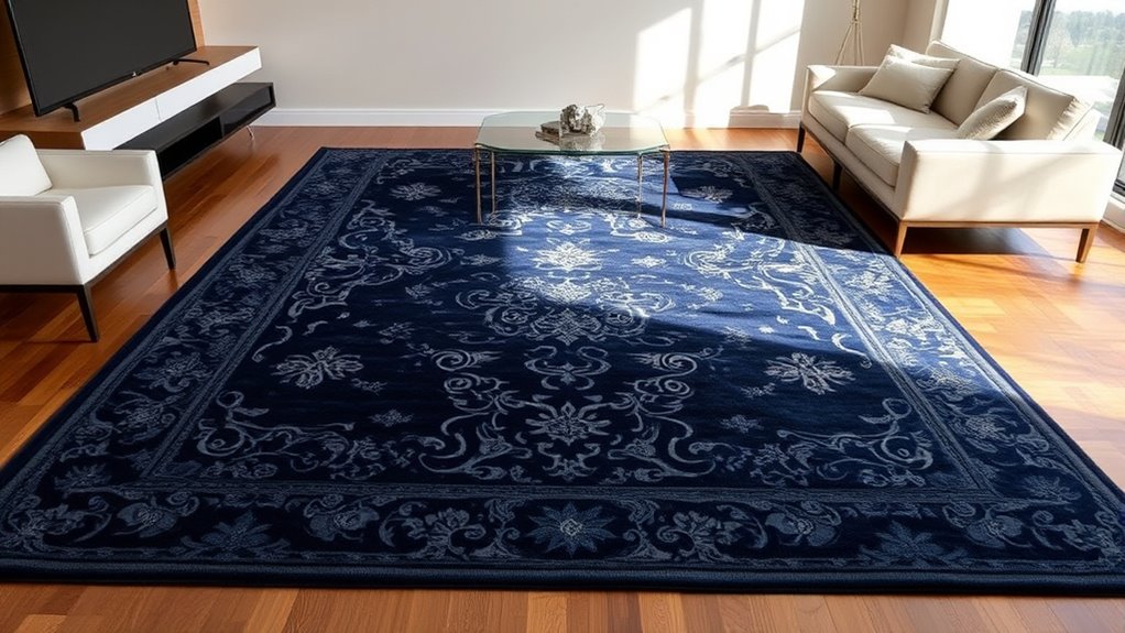 elegant navy silk rugs