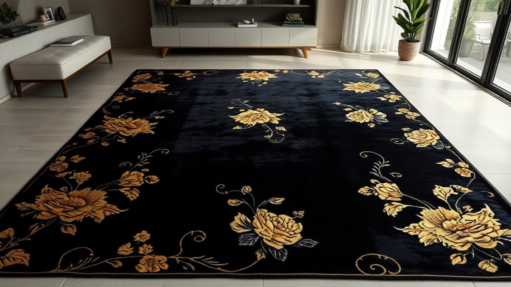 luxury black gold silk rugs