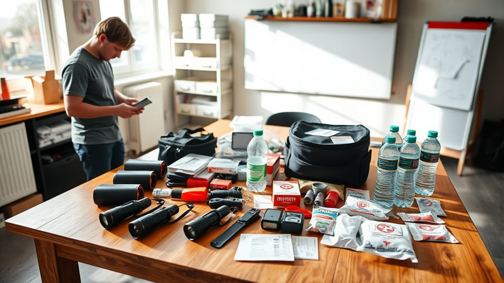 organize supplies in workspace