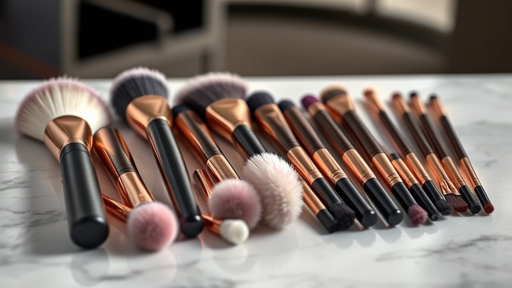 luxury makeup brush selection