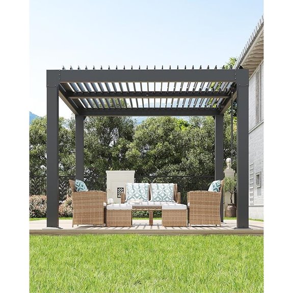 15 Best Aluminum Pergolas for Stylish and Durable Outdoor Spaces 4 GarveeLife 10 ft Louvered Pergola with Adjustable Roof
