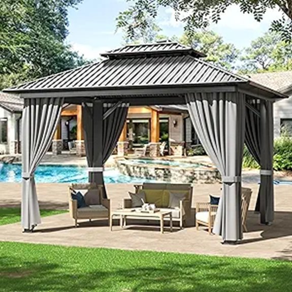 15 Best Hardtop Gazebos for Durability and Style in 2026 15 WKM 10x12 FT Hardtop Gazebo with Curtains