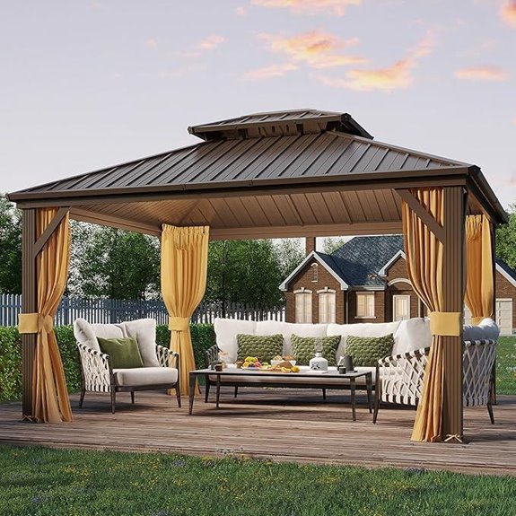 15 Best Hardtop Gazebos for Durability and Style in 2026 10 YOLENY 10x12 Hardtop Metal Gazebo with Curtains