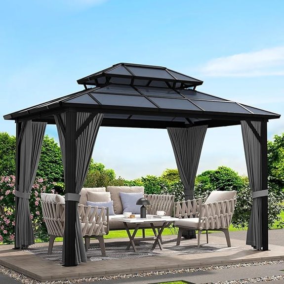 15 Best Hardtop Gazebos for Durability and Style in 2026 9 10X13 FT Hardtop Gazebo with Curtains and Netting