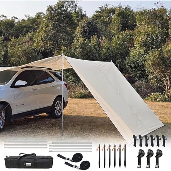 10x16 ft Car Side Awning with Poles