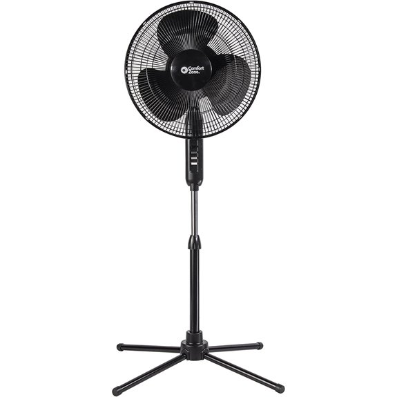 Comfort Zone 16” Oscillating Pedestal Fan Black