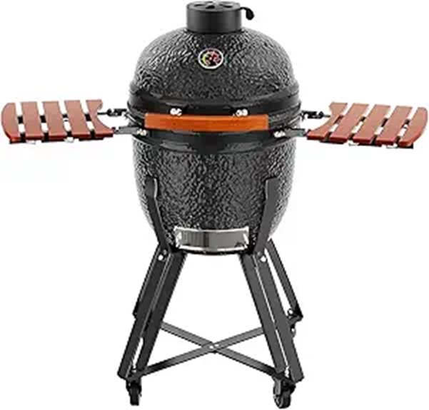 ROOMTEC 18-Inch Kamado Charcoal Grill with Cart