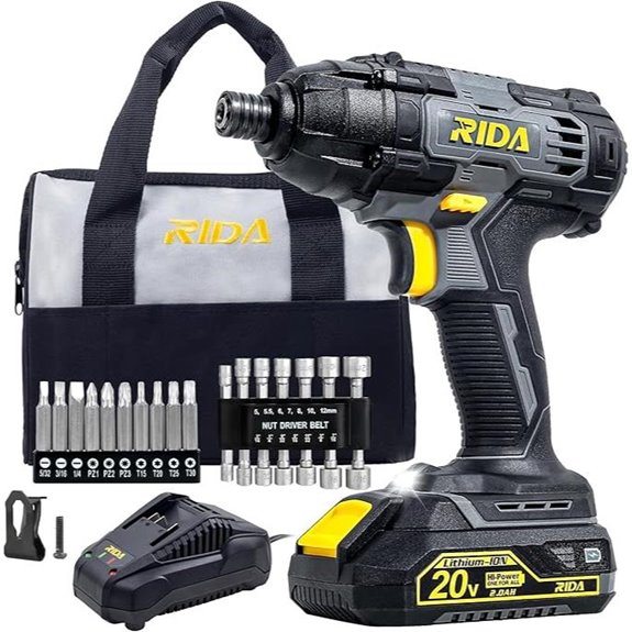 RIDA 20V Impact Driver Kit with Bits and Charger