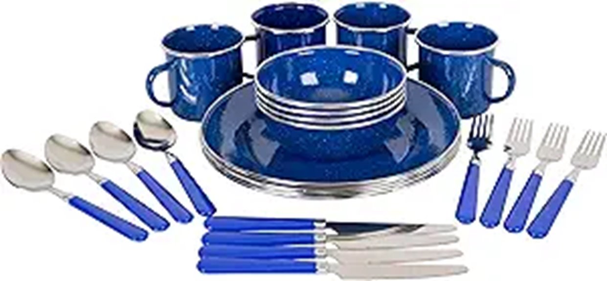 Stansport 24-Piece Enamel Camping Dish Set