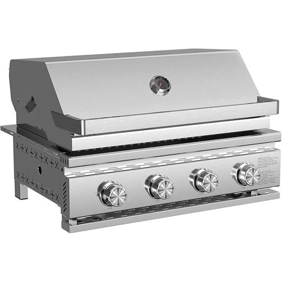 COWSAR 28-Inch Built-In Gas Grill 4-Burner Stainless Steel