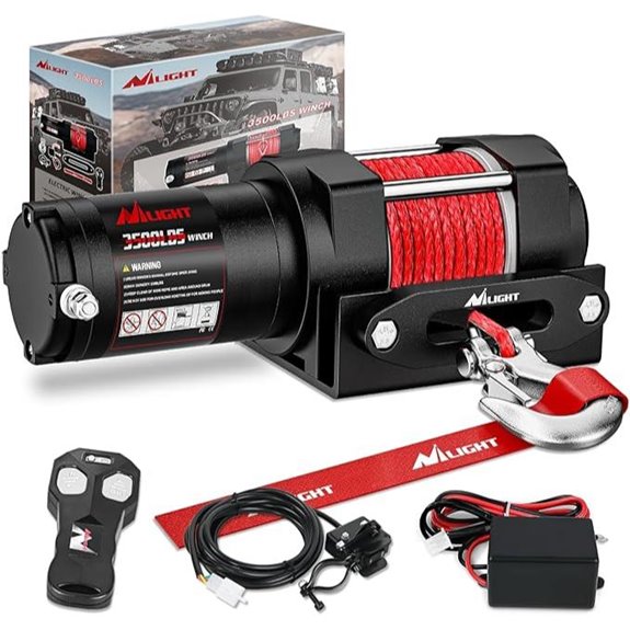 Nilight 3500 lbs ATV Winch with Remote and Mount