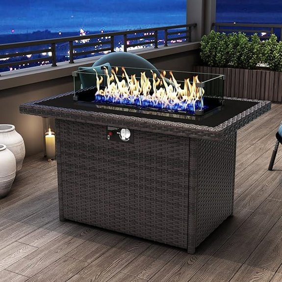10 Best Outdoor Fire Pits That Will Transform Your Backyard Into a Cozy Oasis 12 44-Inch Propane Fire Pit Table with Wind Guard