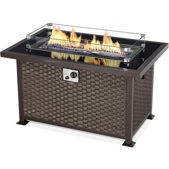 U-MAX 44in Propane Gas Fire Pit with Glass Accessories