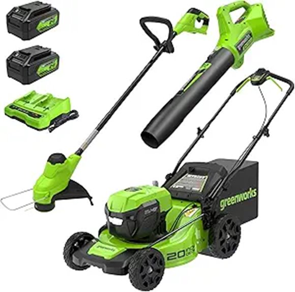 Greenworks 48V Outdoor Power Tool Set (Mower Trimmer Blower)