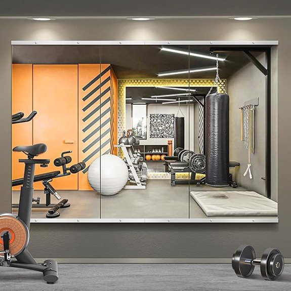 Home Gym Wall Mirror 48x24 Frameless Silver