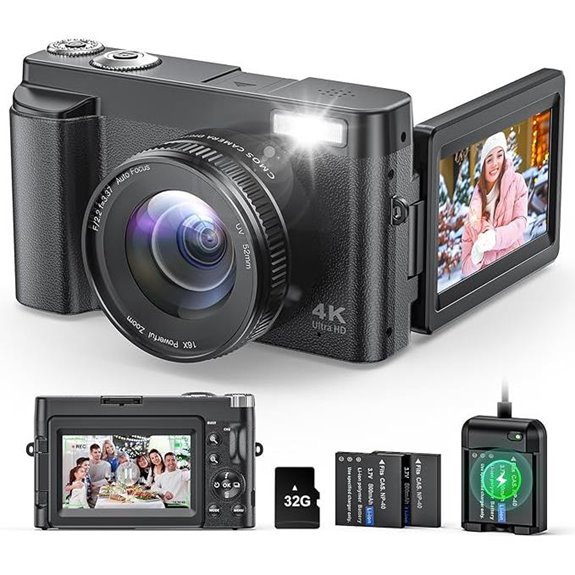 4K Digital Camera with Flip Screen and 48MP