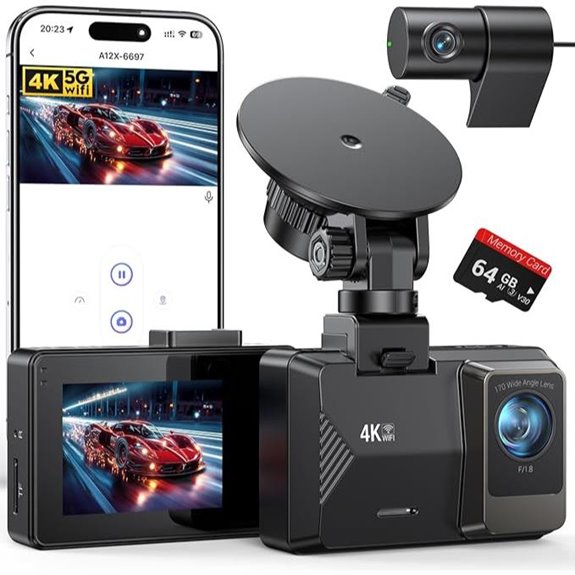 4K Dual Dash Cam with WiFi Night Vision 170