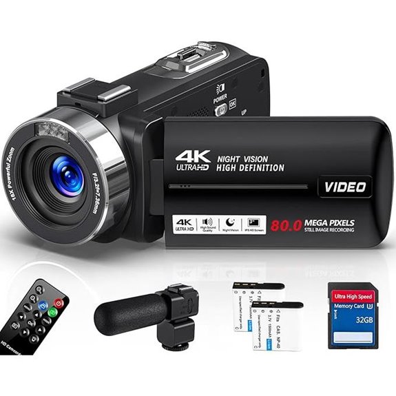4K Video Camcorder with Night Vision and Accessories