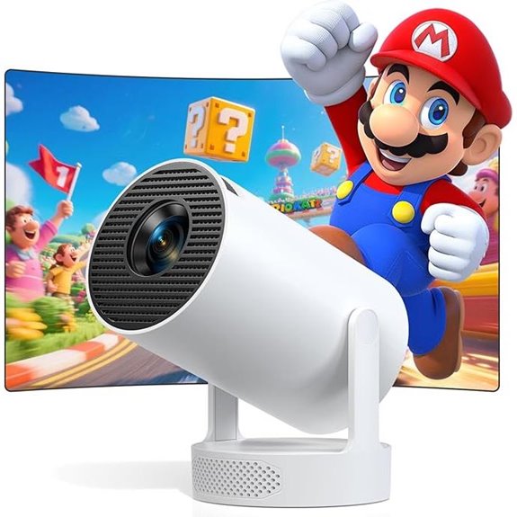 Smart Mini Projector with 4K Wi-Fi 6 and Speakers