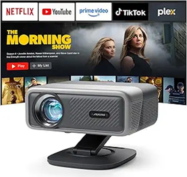 AuKing 4K WiFi Bluetooth Projector with Auto Focus