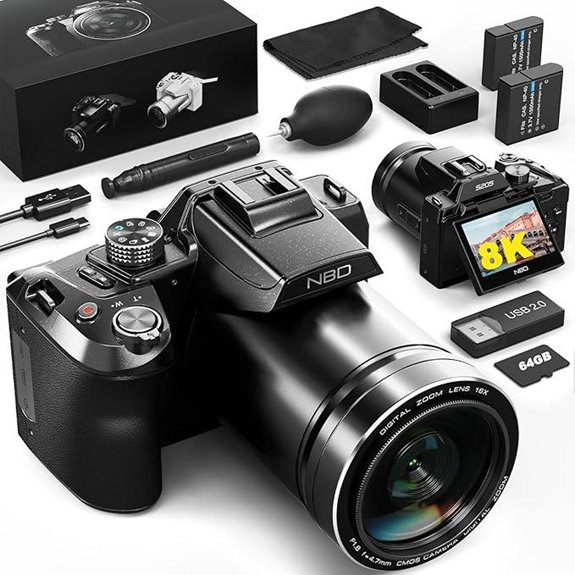10 Best Cameras for Indie Filmmakers in 2026 11 8K Digital Camera with 64MP Flip Screen & Accessories