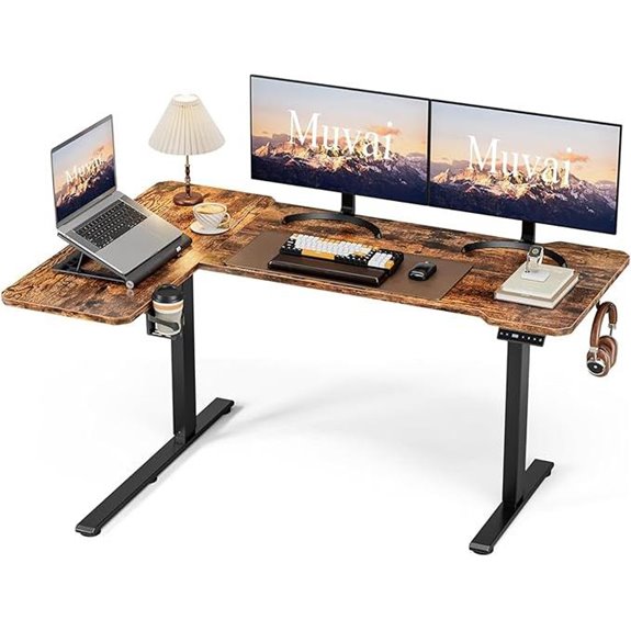 59-Inch Adjustable L-Shaped Electric Standing Desk