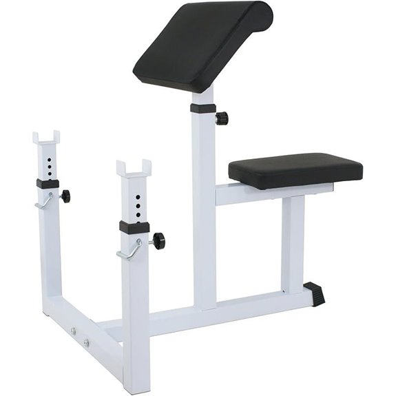 JungleA Adjustable Arm Curl Bench with Weight Rack