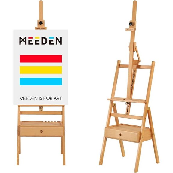 MEEDEN Adjustable Beech Wood Studio Easel with Storage