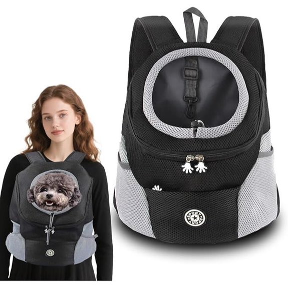 Adjustable Dog Backpack Carrier with Pockets and Safety Leash