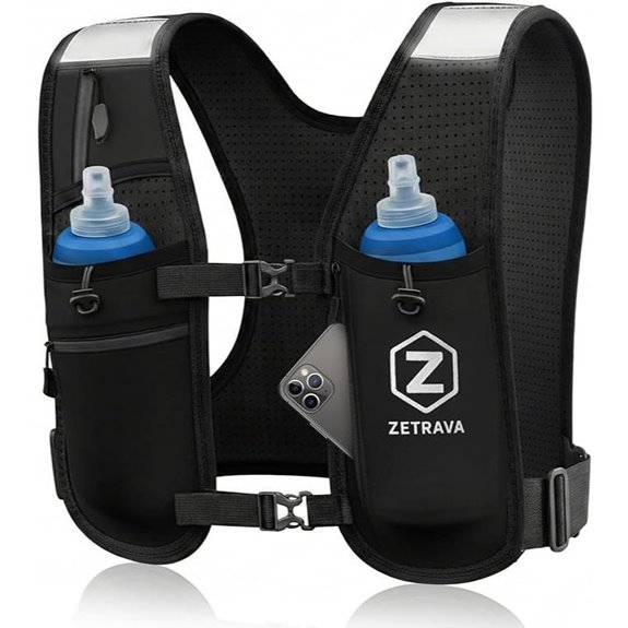 Adjustable Running Vest with Bottles & Reflective Strips