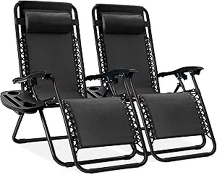 Adjustable Steel Mesh Zero Gravity Lounge Chairs (Set of 2)