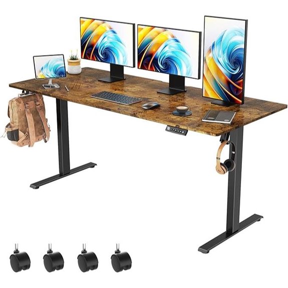 Electric Adjustable Standing Desk with Wheels and Memory