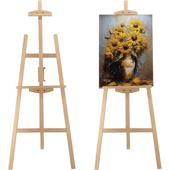 Adjustable Pine Wooden Art Easel for Canvas and Sign