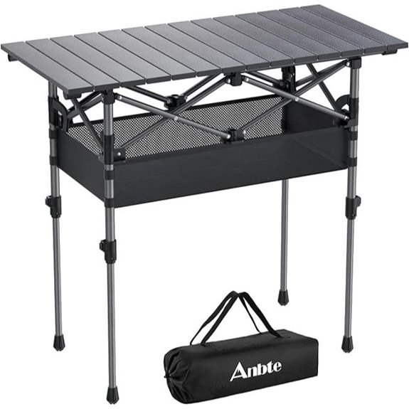 Anbte Aluminum Roll Top Camping Table with Storage
